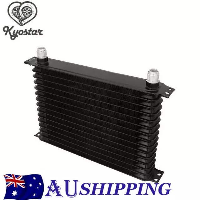 Trust Type 10AN Aluminum Engine Transmission 15-Row Oil Cooler Black Universal