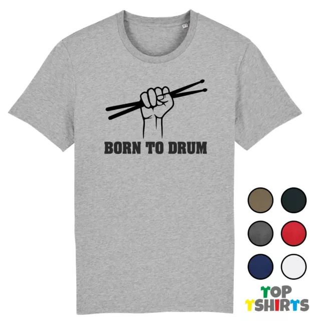 T-shirt batterista Born to Drum kit batteria musicista rullante cappello alto
