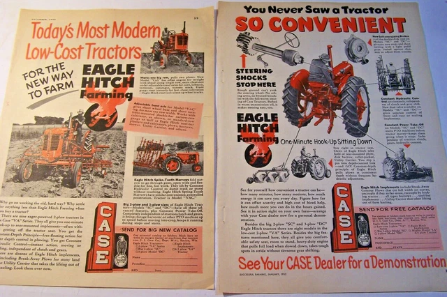 2 Vintage Case Tractors Color Magazine Ads- 1952 & 1953-