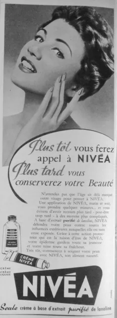 Publicité 1954 Nivéa Crème Plus Tard Vous Conserverez Votre Beauté