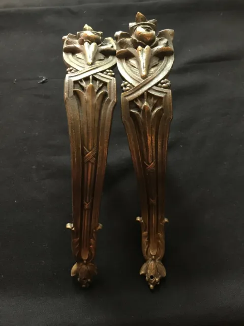 Pair of Reclaimed Antique Brass French Victorian Curtain Tie Backs (BTS136)