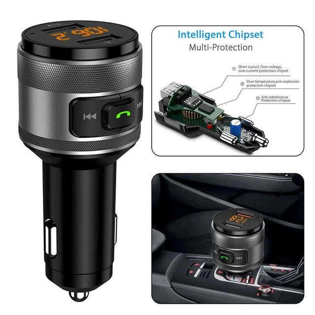 Fm Transimitter Caricabatterie USB Trasmettitore Universal Wireless Con Luce LED