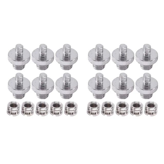 2 ud. 1/4 3/8 Convertidor Tornillo Roscado Adaptador Set Cámara / Trípode / Moneta R8A3