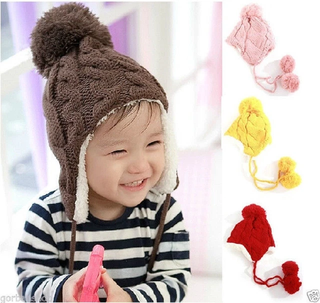 Warmer Knitted Baby Children Beanie Girls Boys Cap Winter Pompom Hats