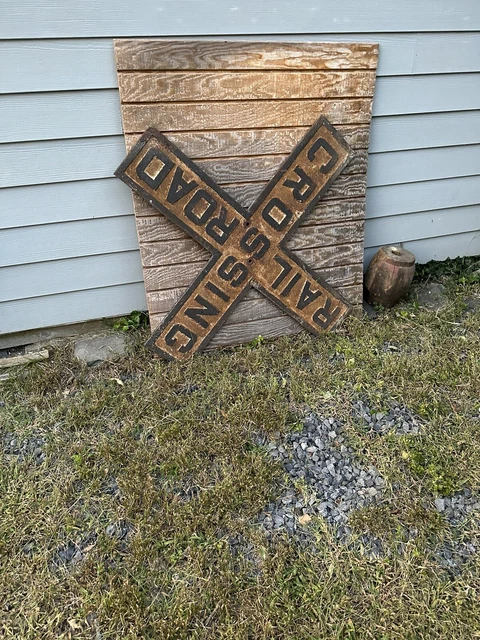 Early Antique Cast Iron Railroad Crossing Sign - Late 19th Century