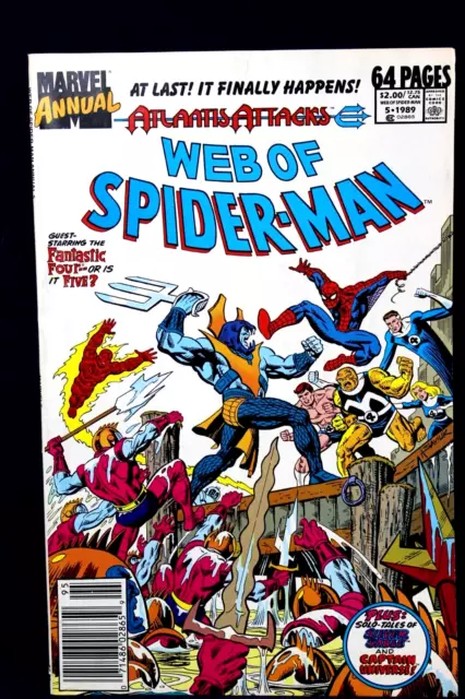 Web of Spider-Man Annual #5 Atlantis Attacks UPC Newsstand 1989 Marvel Comic VG-