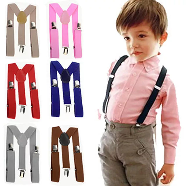 kids Suspender Braces For Trousers Elastic Y-Back Adjustable Clip On 25mm Wide