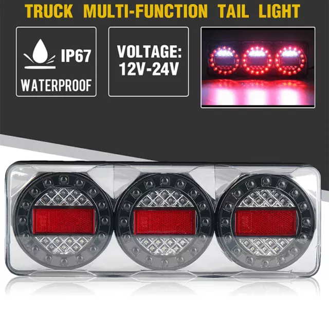 3 LED Combination Tail Light STOP TAIL INDICATOR REVERSE Truck Ute