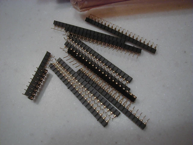 Right Angle Machined Pin  Sockets 20 pins wide, 10 pcs. ea, NOS