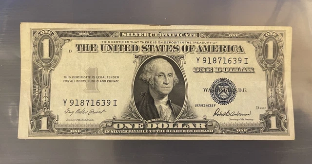 1935  $1 DOLLAR BILL SILVER CERTIFICATE BLUE SEAL NOTE Print Error