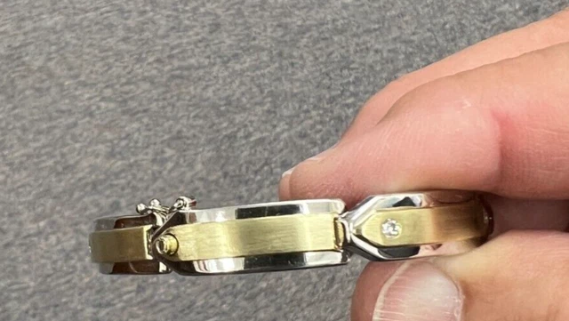 14kt White & Yellow Gold Signed Numbered Jose Hess Diamond Hinged Link Bracelet 14kt White & Yellow Gold Signed Numbered Jose Hess Diamond Hinged Link Bracelet