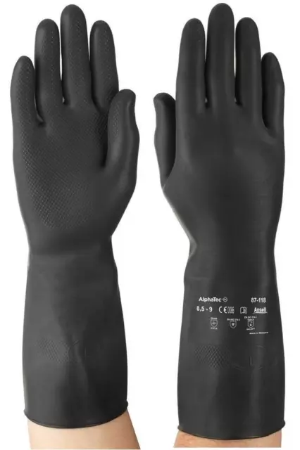 Ansell Marigold Extra Heavy Duty Black Latex Rubber Thick Household Gloves