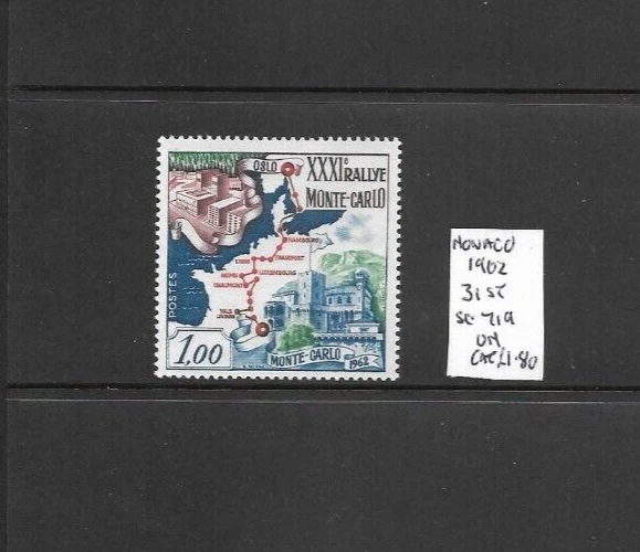 Monaco 1962 Monte Carlo Rally issue MNH