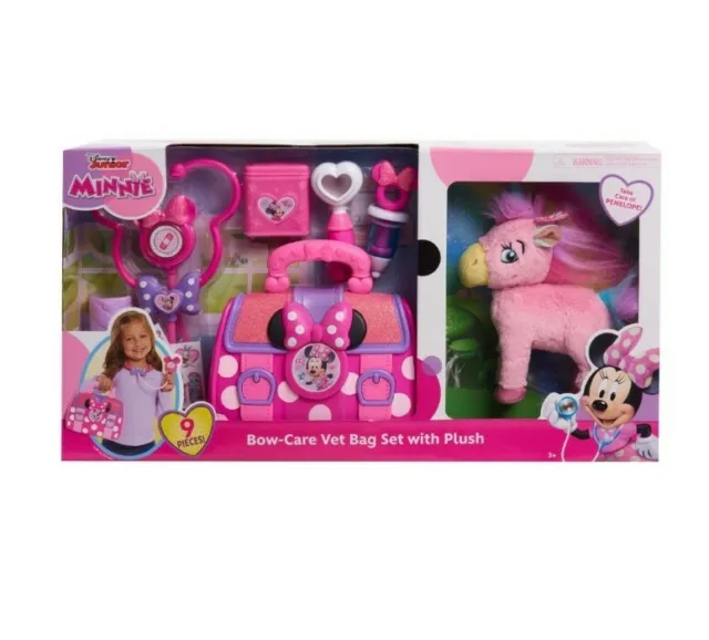 Disney Junior’s Minnie Mouse Bow-Care Vet Bag Set with Plush Just Play Unicorn