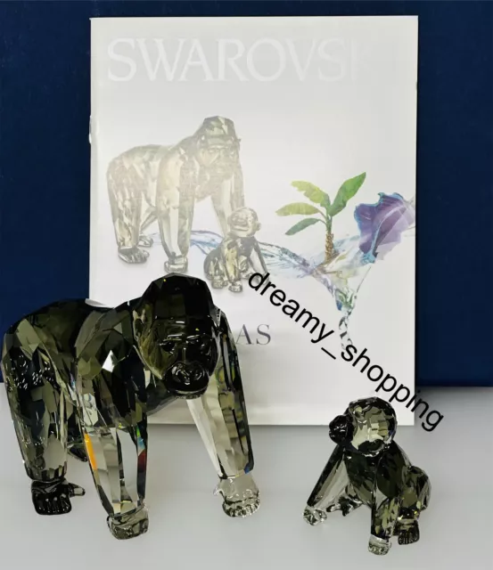 NIB Swarovski SCS A.E 2009 Gorillas Mother With Baby Crystal Figurines #952504