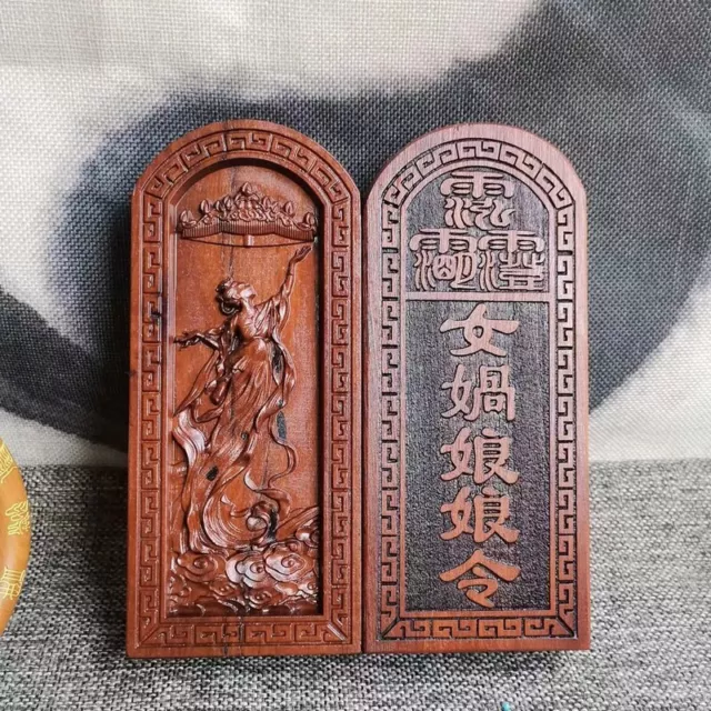 Lightning Strike Jujube Wood Token Relief A Goddess In Chinese Mythology