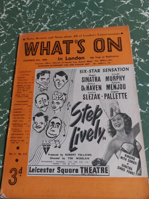 Vintage WHATS ON IN LONDON Magazine 8th DECEMBER 1944 Step Lively/Laura Q105