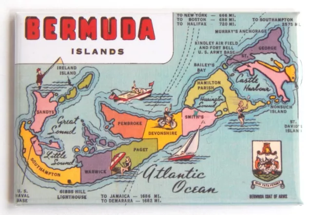 Map of Bermuda FRIDGE MAGNET travel souvenir