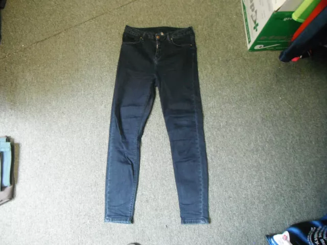 Moto Skinny Jeans Waist 28" Leg 30" Faded Dark Blue Ladies Jeans