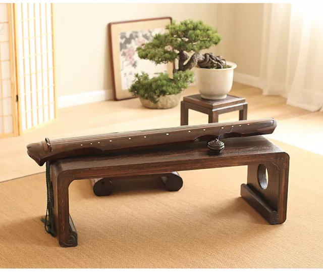 One-Body Style Buddhism Paulownia Wood Guqin Table/Stool Set-- 一體式禪式燒桐木古琴桌椅套裝