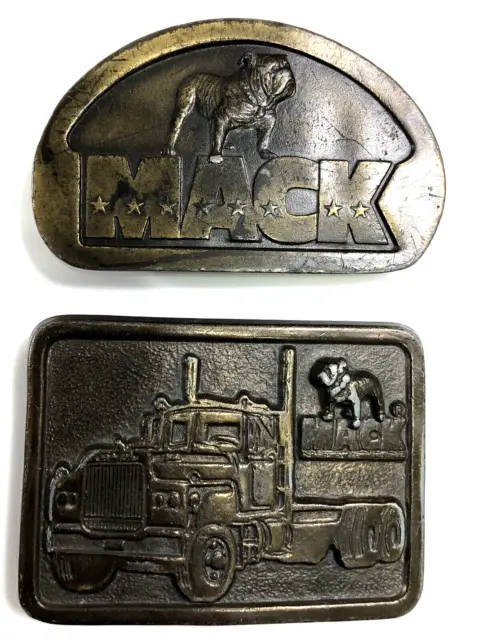 Mack Trucks Belt Buckles Bulldog 1970's - Lot of 2 - Vintage