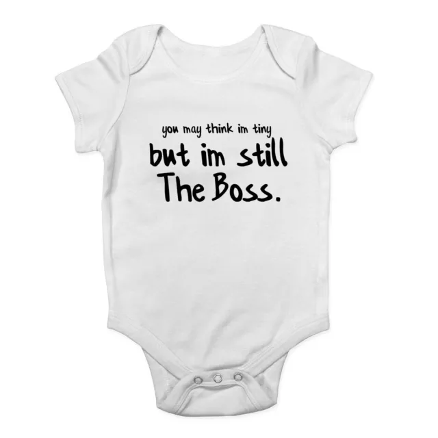 You may think I'm minuscole but I'm still the boss gilet baby grow body ragazzi ragazze