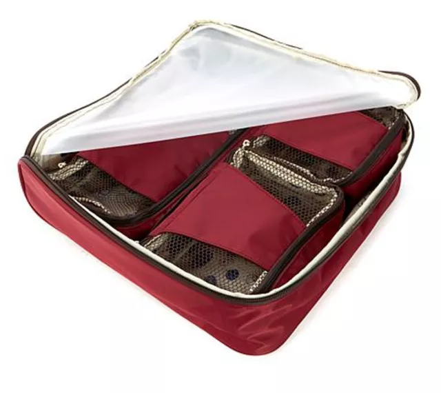 Samantha Brown Slim Line Packing Cubes 4-piece Set ~ BURGUNDY