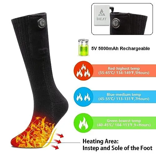 Heated Socks for Men Women, Upgraded Rechargeable Electric Heated Socks 2