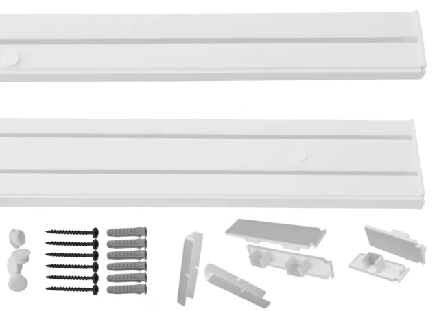 1- 2- läufig Gardinenschiene Vorhangschiene Set Vorgebohrt mit Seitendeckel