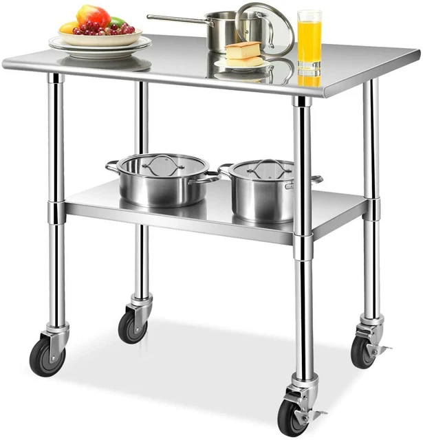 ARBEITSTISCH GASTRONOMIE KÜCHENTISCH Edelstahltisch Zubereitungstisch Mit Rollen 274630233345 ARBEITSTISCH GASTRONOMIE KÜCHENTISCH Edelstahltisch Zubereitungstisch Mit Rollen 274630233345
