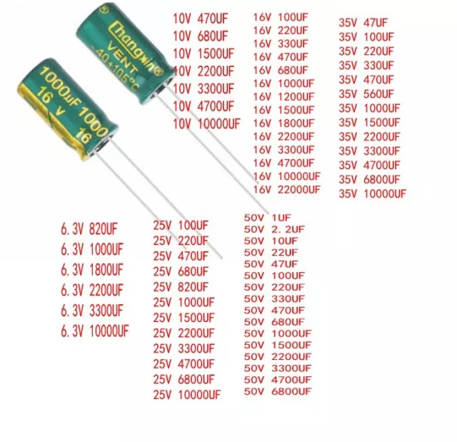 6.3V-450V 1UF-22000UF high frequency in-line electrolytic capacitor