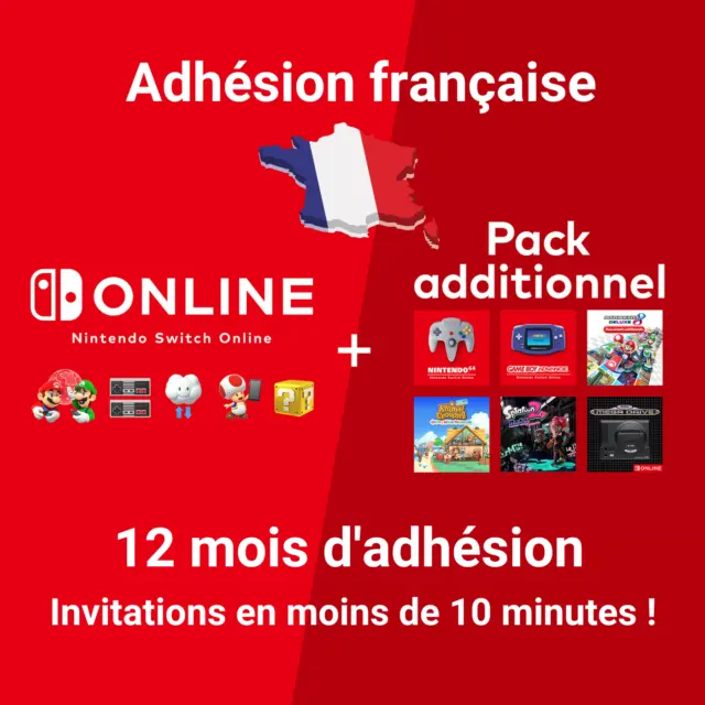 🔥 Nintendo Switch Online + Pack d'Extension • Adhésion française ! • 12 mois 🔥