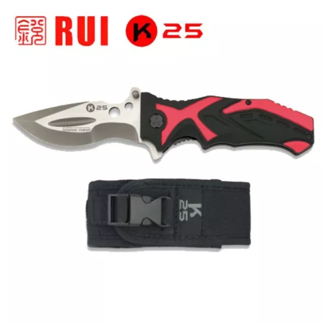 Navaja Tactica Rui/K25 19936 Roja/Negra Acero Inox. Hoja 9,3 Cm Titanium Knive