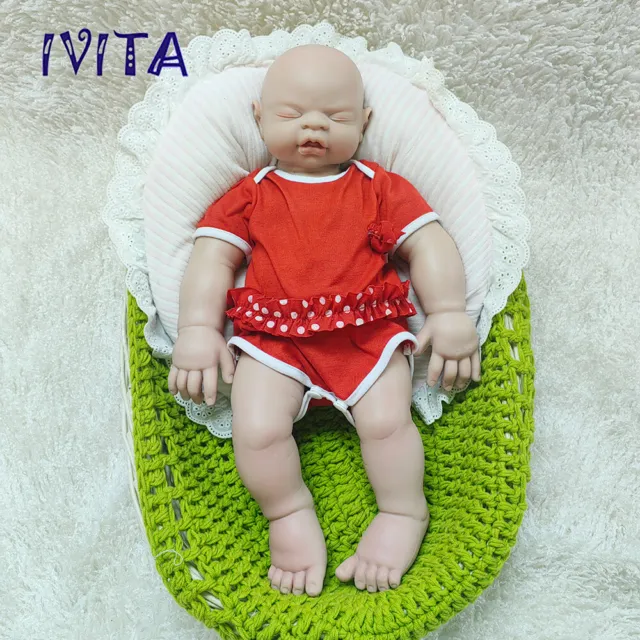 IVITA 19'' Reborn Baby Girl Dolls Real Newborn Lifelike Full Silicone Doll