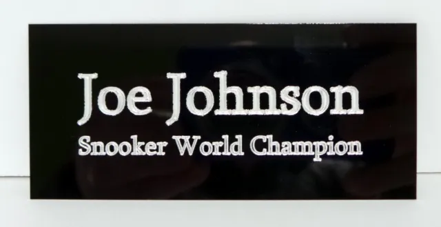 Joe JOHNSON - Campeón Mundial de Snooker - Placa Grabada 110x50mm para Recuerdos