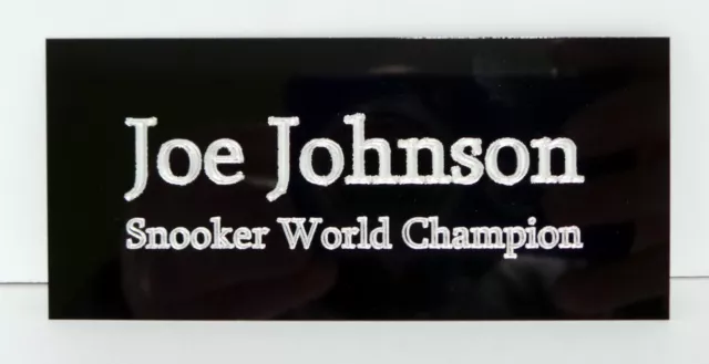 Joe JOHNSON - Campeón Mundial de Snooker - Placa Grabada 110x50mm para Recuerdos