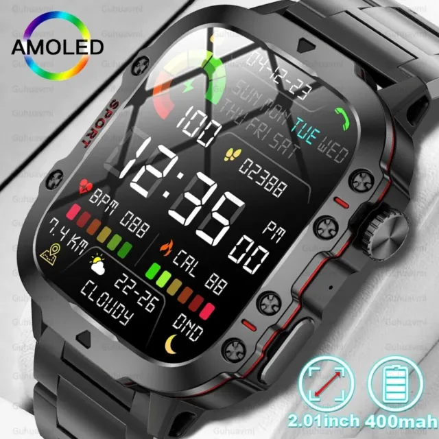 Wasserdichte Smartwatch 420mAh Akku Puls Sport Fitness Bluetooth Anruf