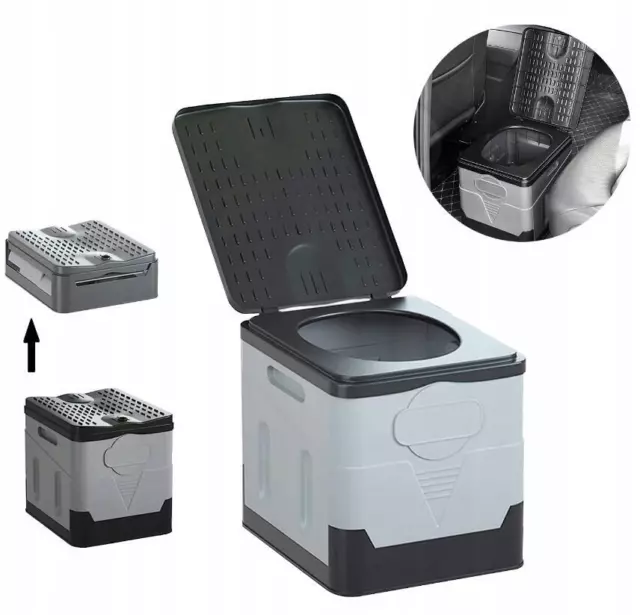 Neu Campingtoilette Faltbar mit Deckel 200KG 20L WC Klo Mobile Toilette Camping