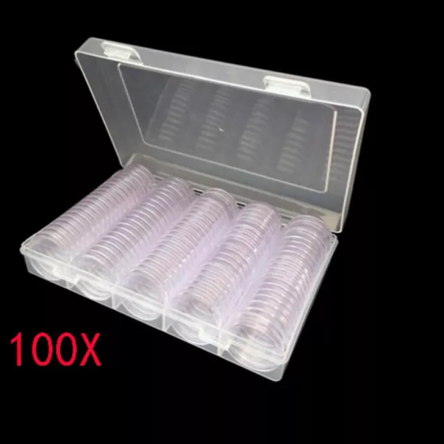 100 cápsulas de monedas faro cápsulas tapas 27 mm para monedas de 2 euros moneda con caja