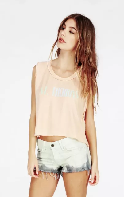 Wildfox Couture "St Thomas" Tank Top, Coral Shell color, Size S