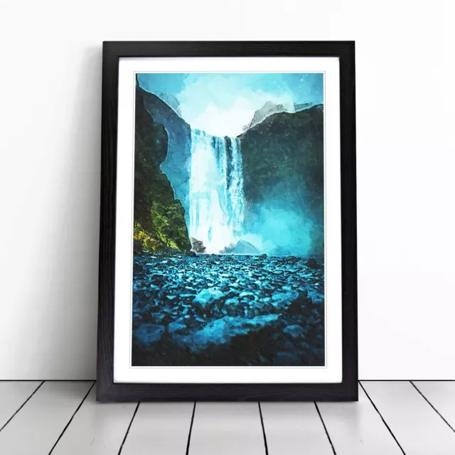 Waterfall Path In Iceland In Abstract Landscape Wall Art Print Framed Picture