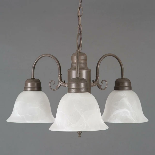 Yosemite Home Decor Manzanita 3-Light Marble Shade Dark Brown Hanging Chandelier