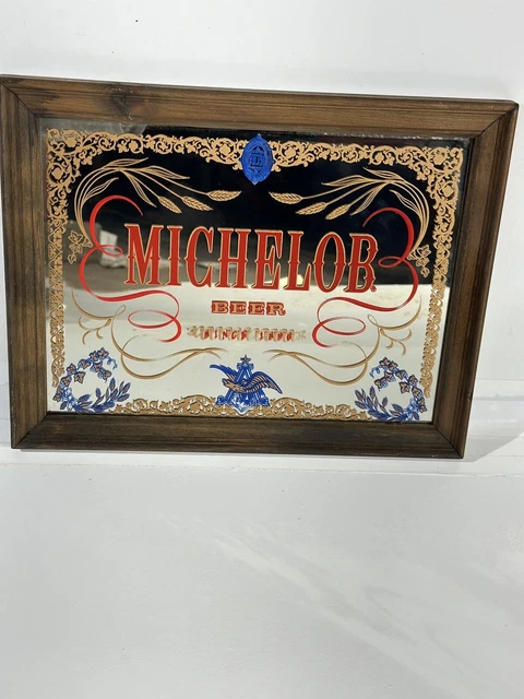 Vintage Anheuser-Busch Michelob Beer Framed Mirror bar sign 12” x 14”