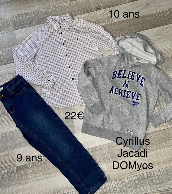 Cyrillus Jacadi Domyos 9/10 ans GARÇON: Chemise + Sweat + Jean bleu Hiver