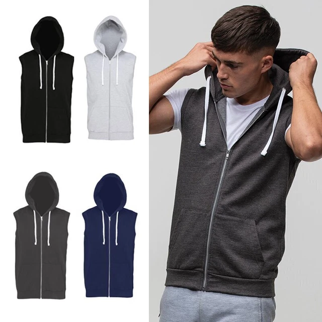 AWDis Just Hoods senza maniche Zoodie JH057 - Top da palestra con zip intera