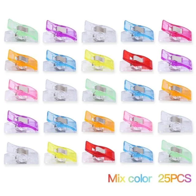 25 piezas 9 Colores Herramientas de costura Clips de plástico de unión para Patchwork Ropa Clip