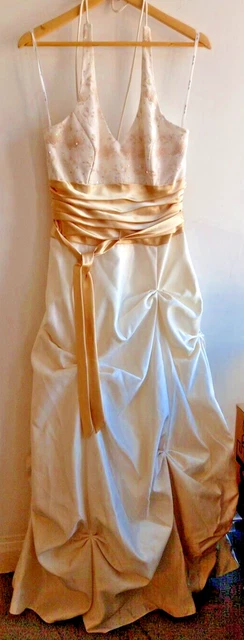 BLONDIE NITES BY Linda Bernell Prom Evening Dress Ruched Ivory With Gold  Size 12 24.99 - PicClick UK