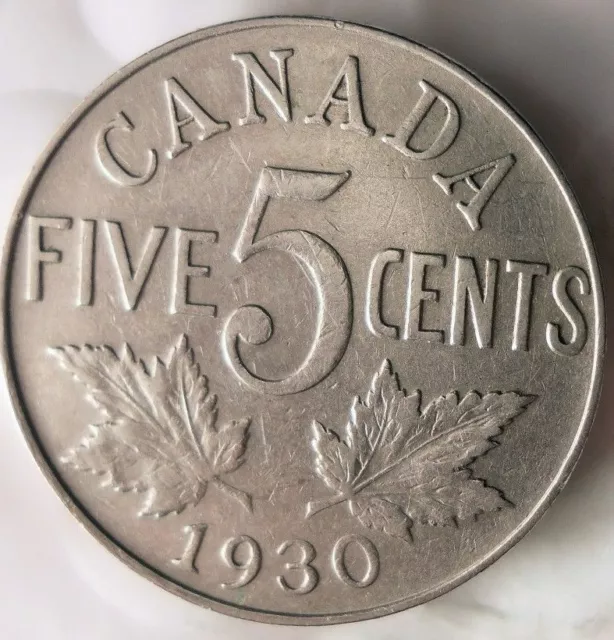 1930 Canada 5 CENTS - Excellent Collectible Canada Nickel Bin