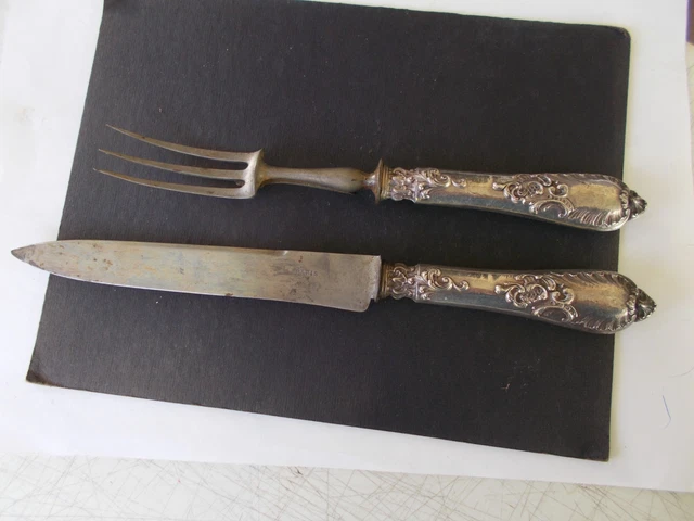 COUVERT À DÉCOUPER gigot, couteau + fourchette en argent