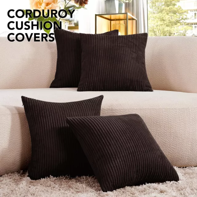 Stripe Velvet Cushion Covers 18x18" Square Sofa Throw Pillow Cases Pack of 1,2,4 2